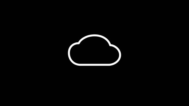 Minimalist white cloud icon on a black background.