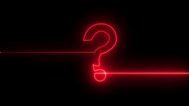 Neon glowing red loop Question mark sign Question mark icon asking icon 4k motion animation