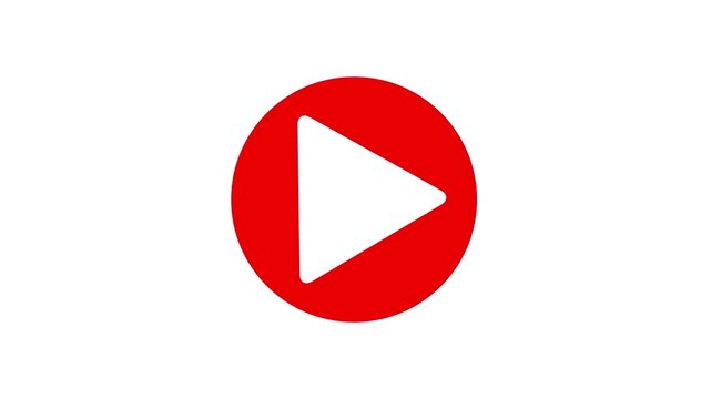 Red Youtube play button icon design 4k motion animation. 