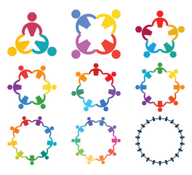 Colorful Diverse Community Icons Representing Connection and Unity Symbols
