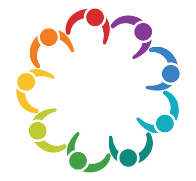 Colorful Circle of People Representing Unity and Cooperation in Diversity