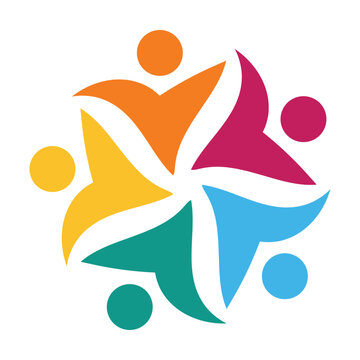 Colorful abstract logo design symbolizing teamwork and collaboration among people