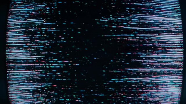 Abstract static noise on vintage TV screen loop