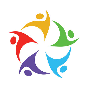 Colorful Abstract Figures Symbolizing Unity and Diversity in Community Engagement