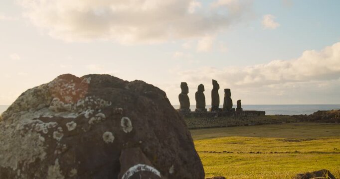 Moai in Ahu Tahai, Hanga Roa, Easter Island