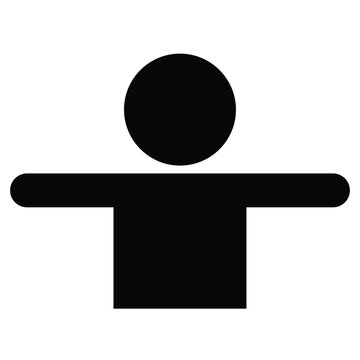 Simple Icon of Human Figure with Outstretched Arms in Solid Black Design