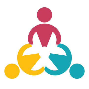 Abstract illustration of teamwork and collaboration in vibrant colors