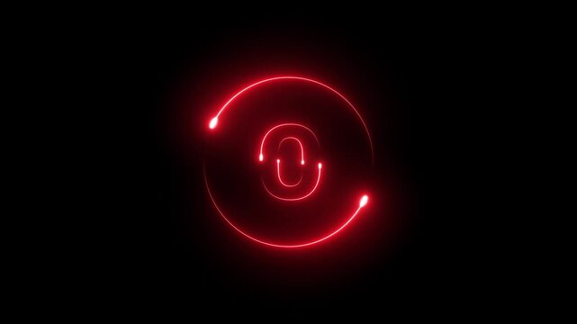 Glowing red neon color countdown text from 5 to 0 second animation on transparent background