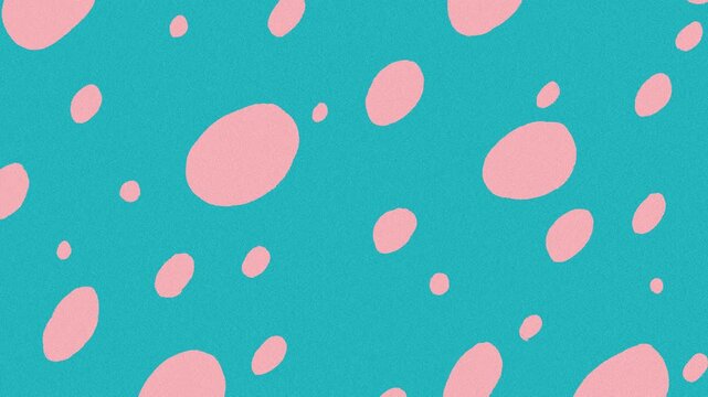 Abstract pink polka dots moving on teal background motion