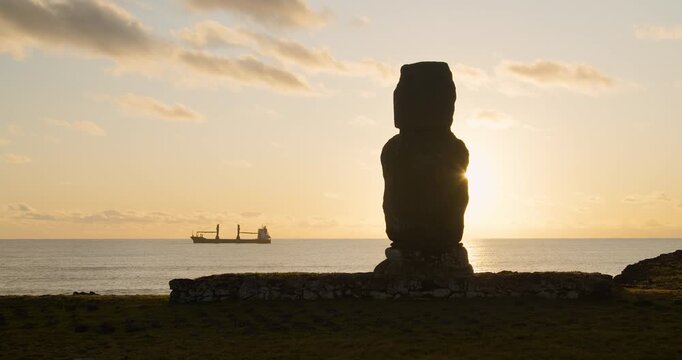 Moai in Ahu Tahai, Hanga Roa, Easter Island