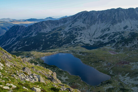 lake and mountains, Bucura Lake, Retezat Mountains, Romania 