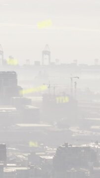 Animation of multiple changing numbers floating against aerial view of cityscape