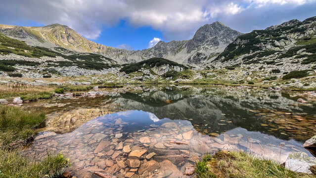 lake in the mountains, Pietrele Valley, Retezat Mountains, Romania 