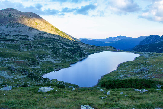 lake in the mountains, Bucura Lake, Retezat Mountains, Romania 