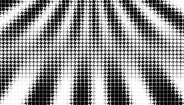 Black and white abstract pattern with halftone effect and geometric shapes. Smooth transition of modern design element. Vector format illustration. EPS10