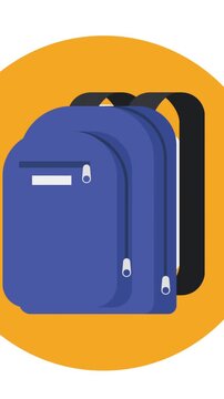 Animation of school bag icon moving on white background