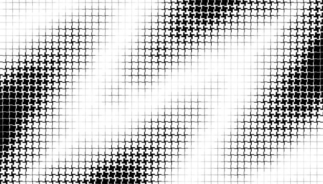 Black and white abstract geometric halftone pattern with smooth transition and fade effect. Easy to edit without loosing quality. EPS10