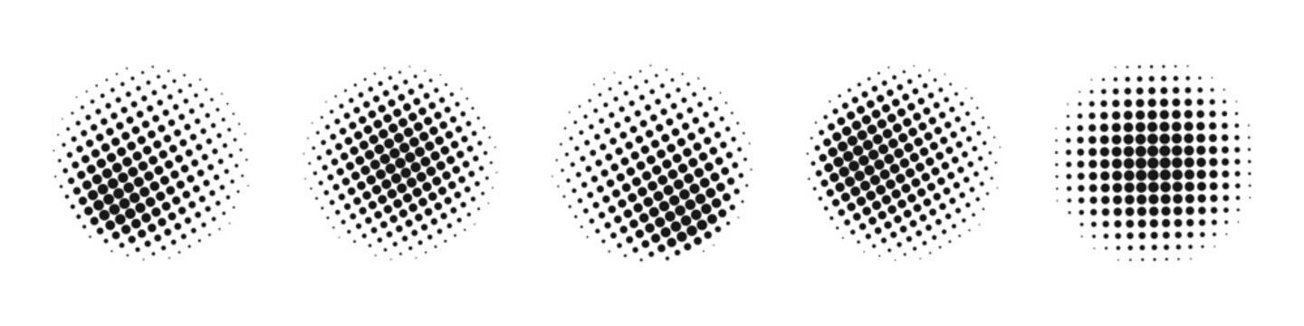 Set of halftone circle elements, vector design elements for graphic design, comic style dots