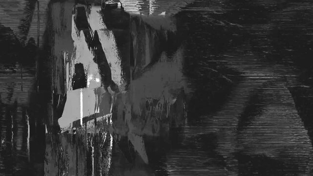 Abstract monochrome glitch texture overlay loop