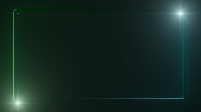 Electric green and cyan neon laser frame chasing light border stream overlay seamless loop 4k