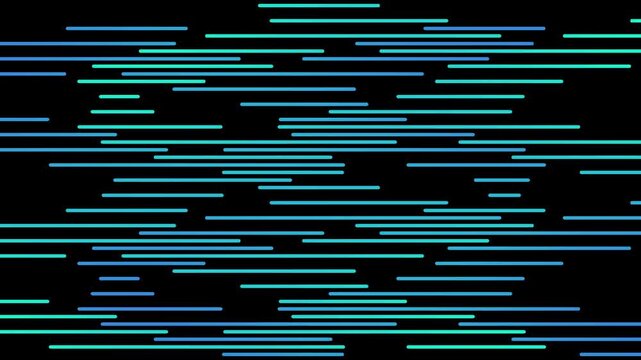 Abstract Motion Background, Blue Green Horizontal Lines, Opposite Direction Movement, 4K. Horizontal Version