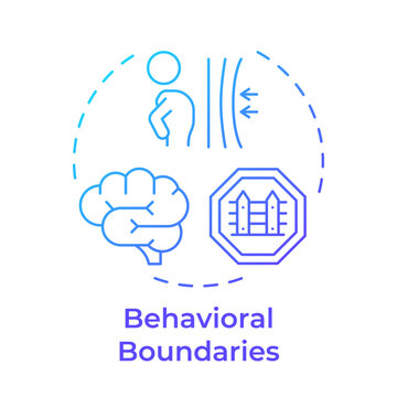 Behavioral boundaries blue gradient concept icon. Mindful personal space awareness. Workplace emotional borders. Round shape line illustration. Abstract idea. Graphic design. Easy to use in booklet