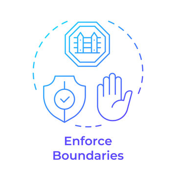 Enforce boundaries blue gradient concept icon. Personal space ownership. Self care choices. Round shape line illustration. Abstract idea. Graphic design. Easy to use in booklet, blog post