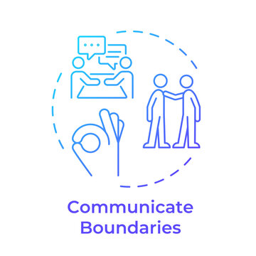 Communicate boundaries blue gradient concept icon. Mutual respectful connections. Clear emotional baselines. Round shape line illustration. Abstract idea. Graphic design. Easy to use in booklet