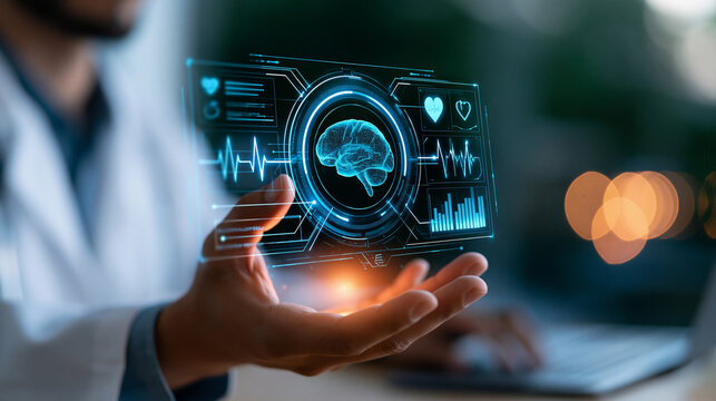 AI generated healthcare AI technology interface intelligent medical analytics digital diagnostics clinical decision support connected healthcare ecosystem smart innovation, with