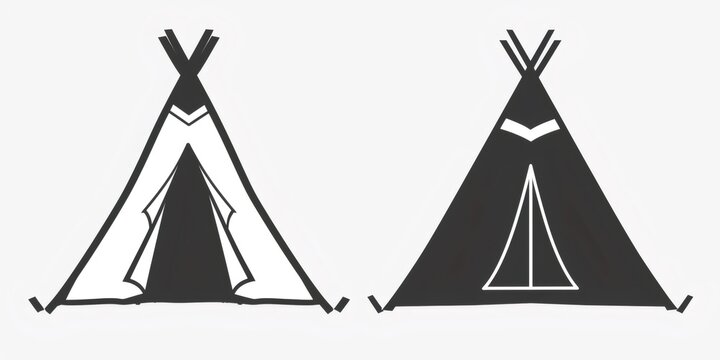 Teepee icon vector set displaying indigenous shelter