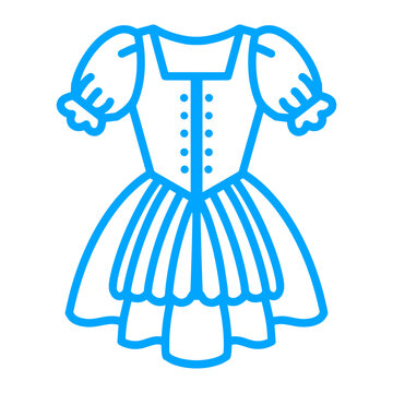 Bavarian dirndl dress line icon for octoberfest festival celebration
