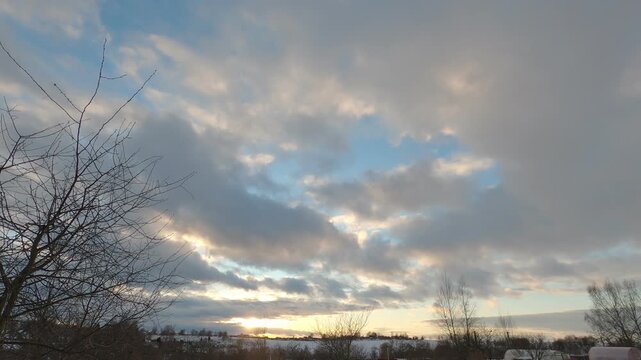 Twilight Sky With Fast Moving Clouds Timelapse
