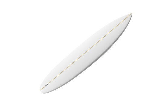 Slim White Surfboard with Golden Stringer Line
