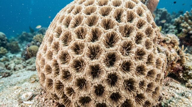 Brain coral texture pattern under water close up