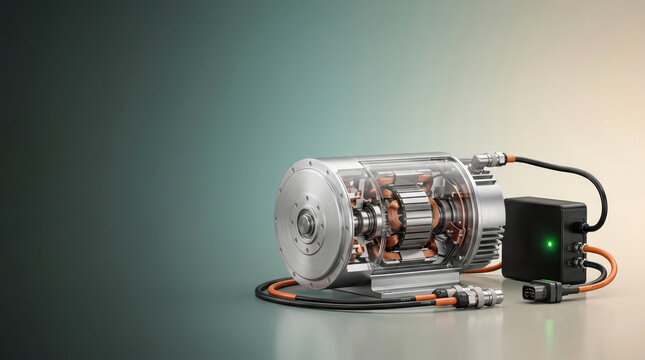 Electric motor with transparent casing and control unit