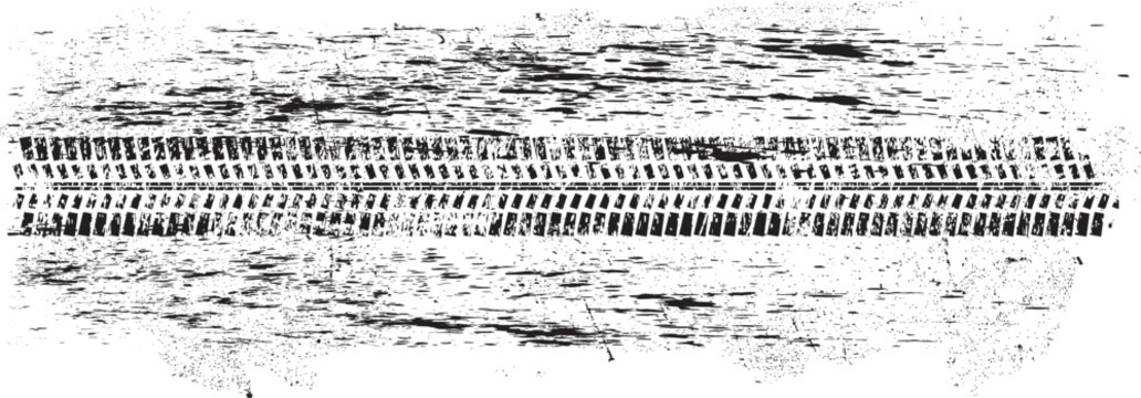 Vector Print Textured Tire Track . Design Element . Car tread silhouette . Mud splash grunge texture