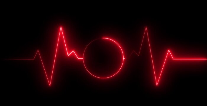 Neon Glowing Heartbeat Signal Wave Animation on Dark Background