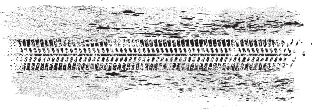 Vector Print Textured Tire Track . Design Element . Car tread silhouette . Mud splash grunge texture