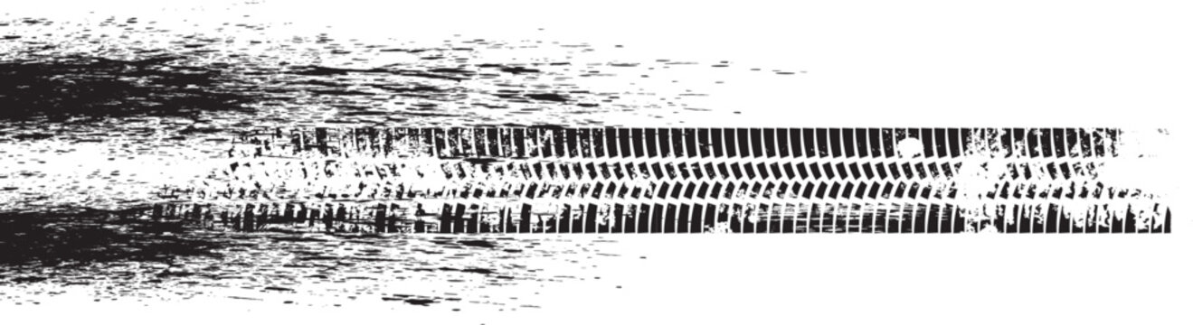 Vector Print Textured Tire Track . Design Element . Car tread silhouette . Mud splash grunge texture