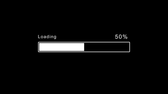 Retro loading progress bar animation isolated on a black background 4k motion video