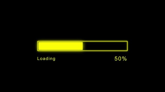 Retro loading progress bar animation isolated on a black background 4k motion video