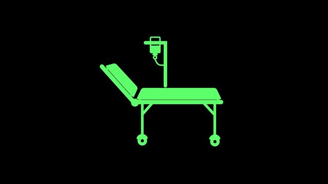 Hospital Stretcher Medical Bed Icon. medical stretcher bed on wheels, emergency patient care icon animation.