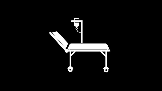 Hospital Stretcher Medical Bed Icon. medical stretcher bed on wheels, emergency patient care icon animation.