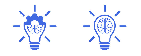 Royal Blue Knowledge Brain and Settings Icon Set Isolated on Transparent Background PNG Vector Symbols © House of Designs