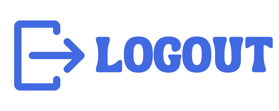 Royal Blue Logout Button Icon Isolated on Transparent Background PNG Sign Out Vector Symbol
