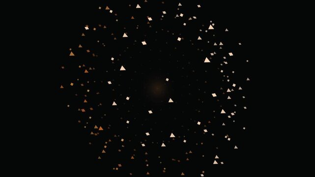 Abstract Golden Geometric Particle Explosion on a Black Background