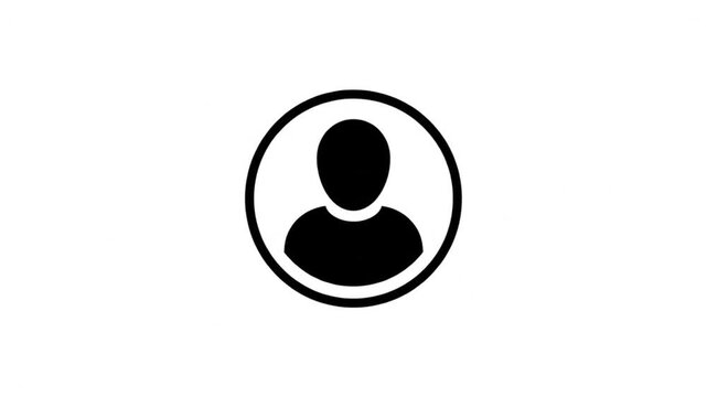 Minimalist user profile icon, black human avatar symbol in circle, clean digital account interface element on white background