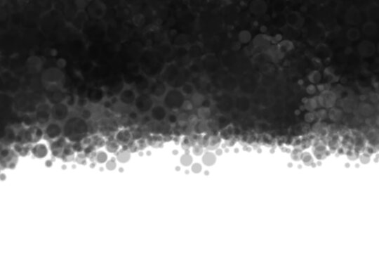 Black white abstract background with organic circular textures and bokeh
