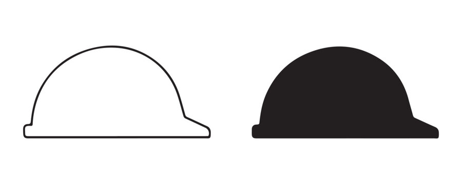 Hard hat outline and silhouette for construction safety and worker protection.