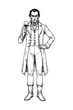 Victorian Vampire Holding Wine Glass